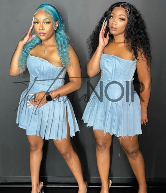 Denim Corset & Skirt Set